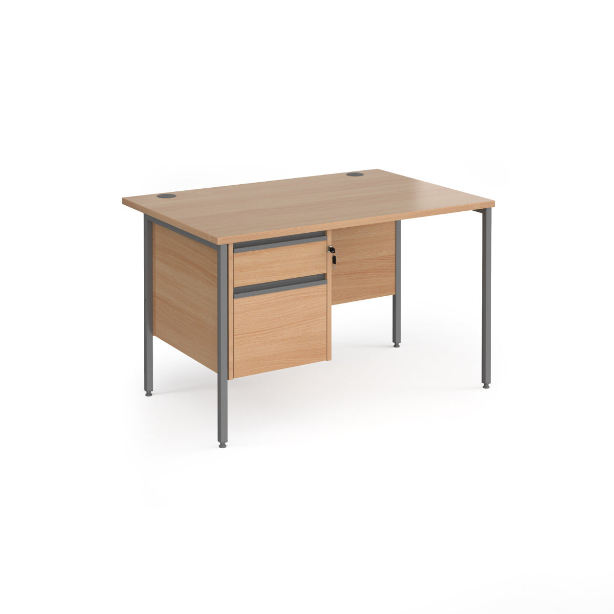 Contract H Frame Straight Office Desk with Two Drawer Storage